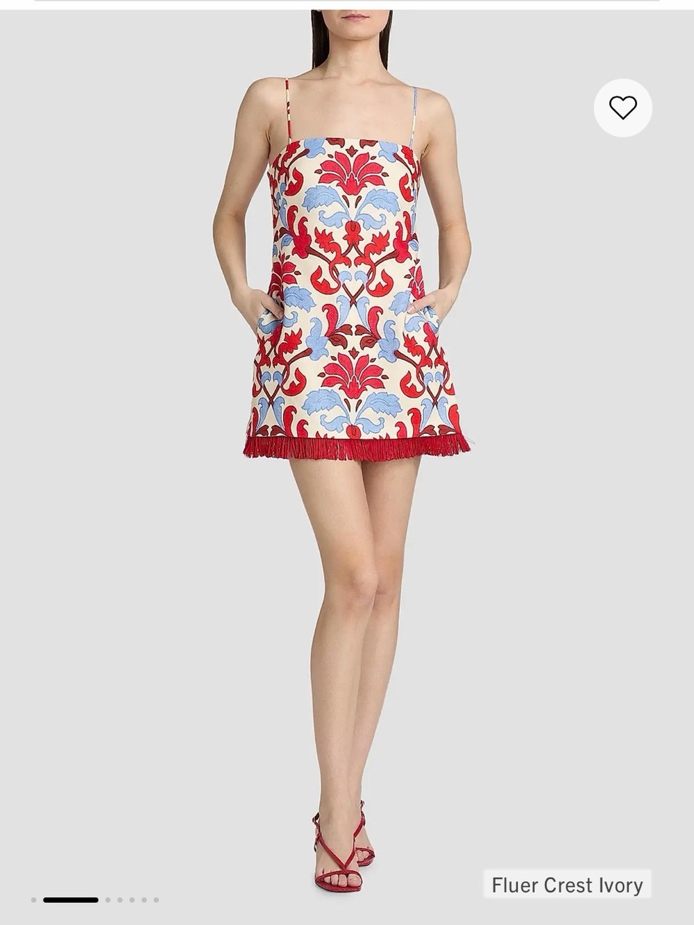Cara Cara Ivory Mini Dress with Red & Light Blue Crest Print